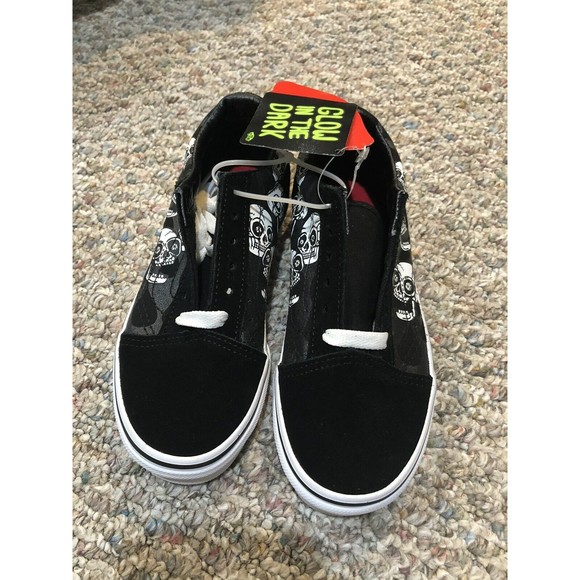 Vans Old Skool (Glossy Flame) Skulls Kids Skate Shoes Sneakers New Size 13 Black - Picture 4 of 11